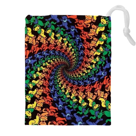 Deadhead Bears Band  Colorsdead Head Grateful Dead Pattern Drawstring Pouch (4XL) from ArtsNow.com Front