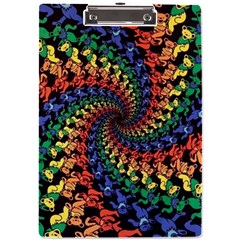 Deadhead Bears Band  Colorsdead Head Grateful Dead Pattern A4 Acrylic Clipboard from ArtsNow.com Front