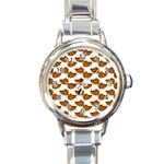 Biscuits Photo Motif Pattern Round Italian Charm Watch