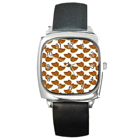 Biscuits Photo Motif Pattern Square Metal Watch from ArtsNow.com Front