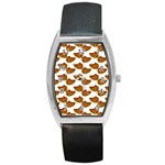 Biscuits Photo Motif Pattern Barrel Style Metal Watch