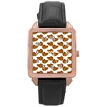 Biscuits Photo Motif Pattern Rose Gold Leather Watch 