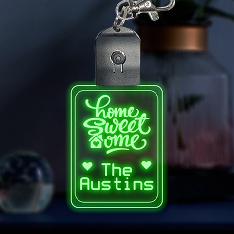 Personalized Home Sweet Home Family Name LED Key Chain from ArtsNow.com Front