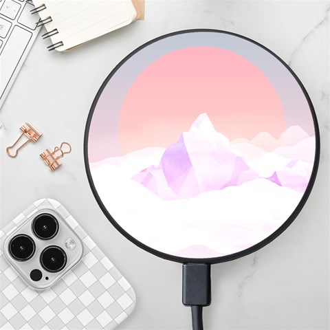 Mountain Sunset above Clouds Wireless Fast Charger(Black) from ArtsNow.com Front
