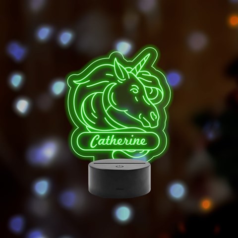 Personalized Name Unicorn Remote LED Acrylic Message Display (Black Round Stand)  from ArtsNow.com Front