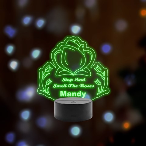 Personalized Slogan Rose Remote LED Acrylic Message Display (Black Round Stand)  from ArtsNow.com Front