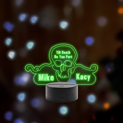 Personalized Name Skull Remote LED Acrylic Message Display (Black Round Stand)  from ArtsNow.com Front