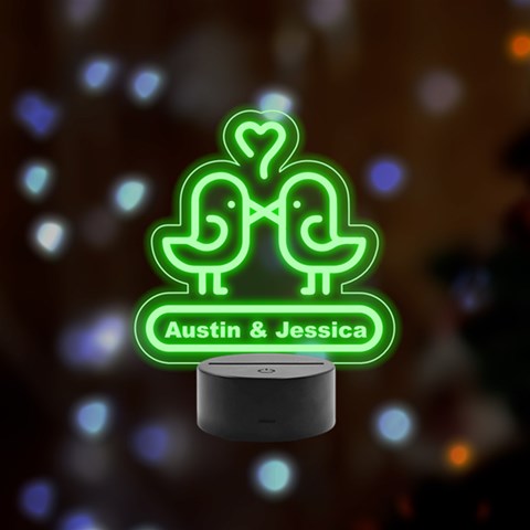 Personalized Name Double Chicken Remote LED Acrylic Message Display (Black Round Stand)  from ArtsNow.com Front