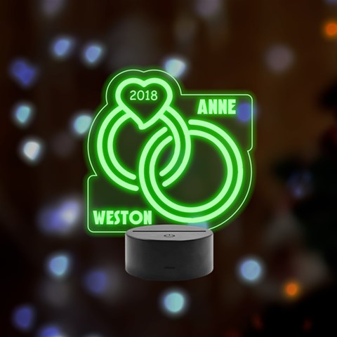 Personalized Name Ring Remote LED Acrylic Message Display (Black Round Stand)  from ArtsNow.com Front