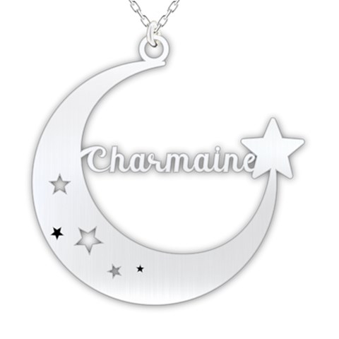 Personalized Name Moon and Star 925 Sterling Silver Pendant Necklace from ArtsNow.com Front