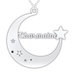 Personalized Name Moon and Star 925 Sterling Silver Pendant Necklace