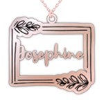 Personalized Name Plant Frame 925 Sterling Silver Pendant Necklace