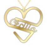 Personalized Name Heart Pattern 925 Sterling Silver Pendant Necklace