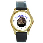Puck Bunny 1 Round Gold Metal Watch