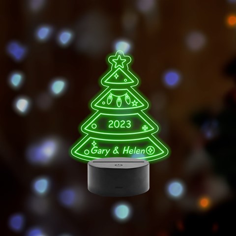 Personalized Name Xmas Tree Remote LED Acrylic Message Display (Black Round Stand)  from ArtsNow.com Front