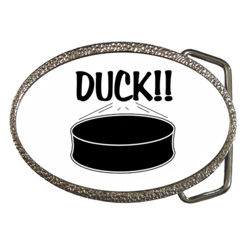 DUCK!! Belt Buckle from ArtsNow.com Front