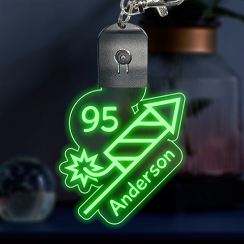 Personalized Name Fireworks Icon Multicolor LED Acrylic Ornament from ArtsNow.com Front