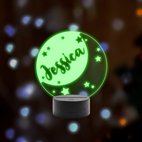 Personalized Night Light Moon Name Remote LED Acrylic Message Display (Black Round Stand)  from ArtsNow.com Front