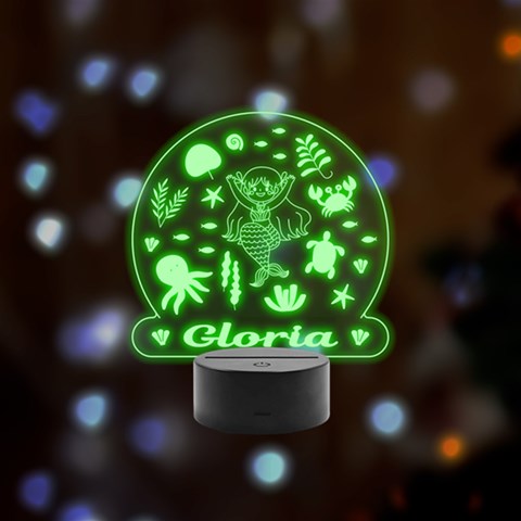 Personalized Mermaid Name Remote LED Acrylic Message Display (Black Round Stand)  from ArtsNow.com Front