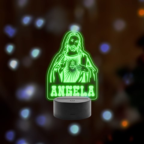 Personalized God Bless You Name Remote LED Acrylic Message Display (Black Round Stand)  from ArtsNow.com Front