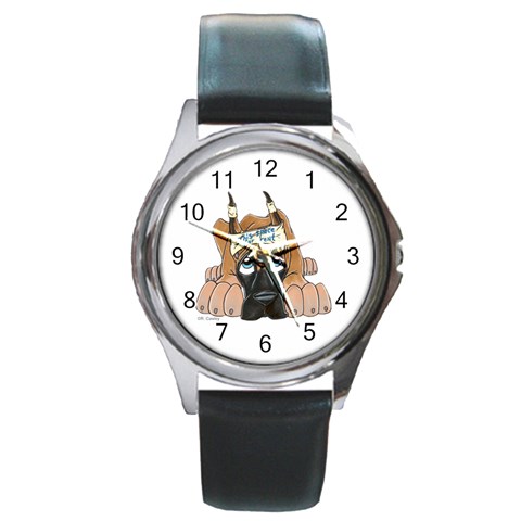 CF Pup space for rent Round Metal Watch from ArtsNow.com Front