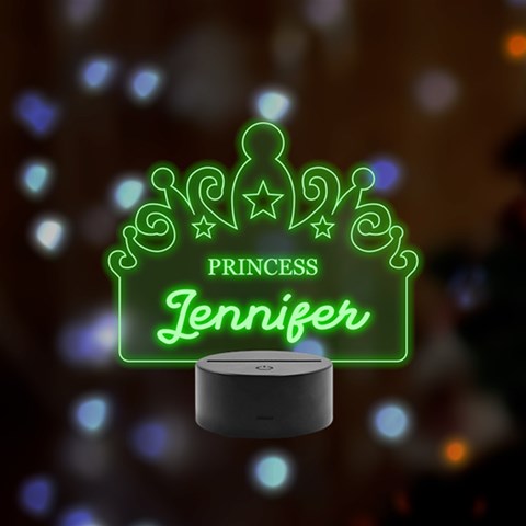 Personalized Crown Princess Name Remote LED Acrylic Message Display (Black Round Stand)  from ArtsNow.com Front