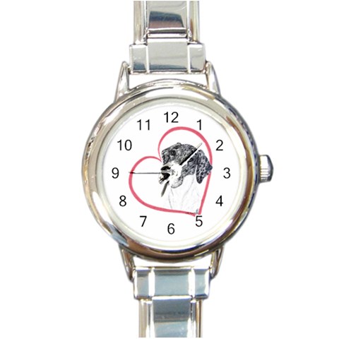 NMtlMrl Dots Heartline Round Italian Charm Watch from ArtsNow.com Front