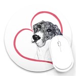 NMtlMrl Dots Heartline Round Mousepad