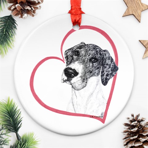NMtlMrl Dots Heartline Ornament (Round) from ArtsNow.com Front