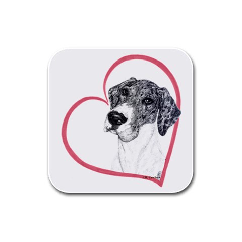 NMtlMrl Dots Heartline Rubber Square Coaster (4 pack) from ArtsNow.com Front