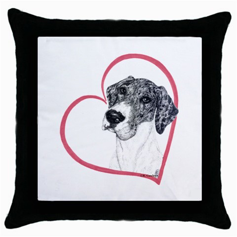 NMtlMrl Dots Heartline Throw Pillow Case (Black) from ArtsNow.com Front