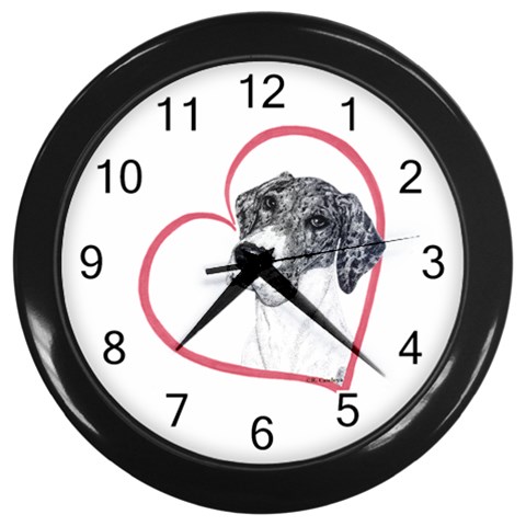NMtlMrl Dots Heartline Wall Clock (Black) from ArtsNow.com Front