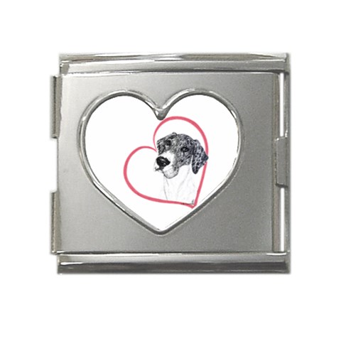 NMtlMrl Dots Heartline Mega Link Heart Italian Charm (18mm) from ArtsNow.com Front