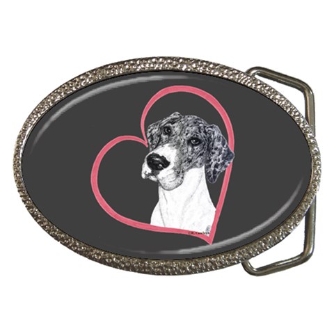 NMtlMrl Dots Heartline Belt Buckle from ArtsNow.com Front