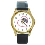 NMtlMrl Dots Heartline Round Gold Metal Watch