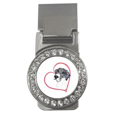 NMtlMrl Dots Heartline Money Clip (CZ) from ArtsNow.com Front