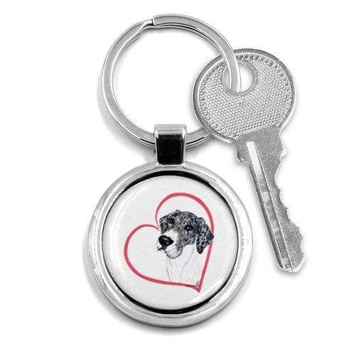 NMtlMrl Dots Heartline Key Chain (Round) from ArtsNow.com Front