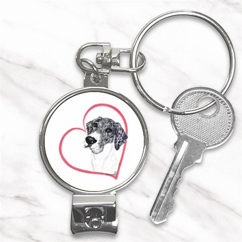 NMtlMrl Dots Heartline Nail Clippers Key Chain from ArtsNow.com Front