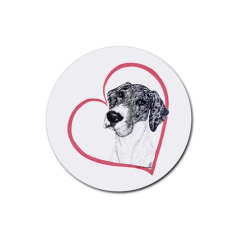 NMtlMrl Dots Heartline Rubber Round Coaster (4 pack) from ArtsNow.com Front