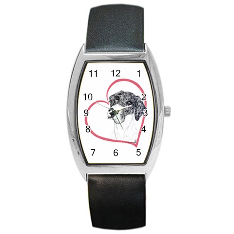NMtlMrl Dots Heartline Barrel Style Metal Watch from ArtsNow.com Front