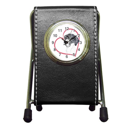 NMtlMrl Dots Heartline Pen Holder Desk Clock from ArtsNow.com Front