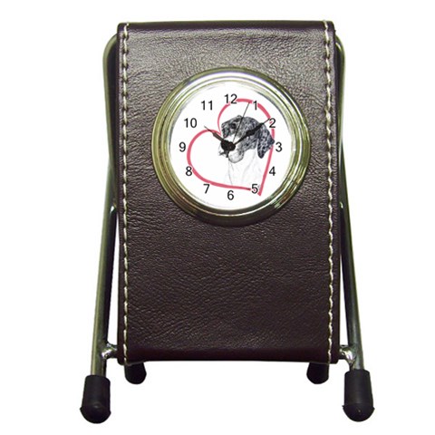 NMtlMrl Dots Heartline Pen Holder Desk Clock from ArtsNow.com Front