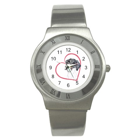 NMtlMrl Dots Heartline Stainless Steel Watch from ArtsNow.com Front