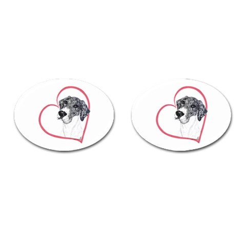 NMtlMrl Dots Heartline Cufflinks (Oval) from ArtsNow.com Front(Pair)