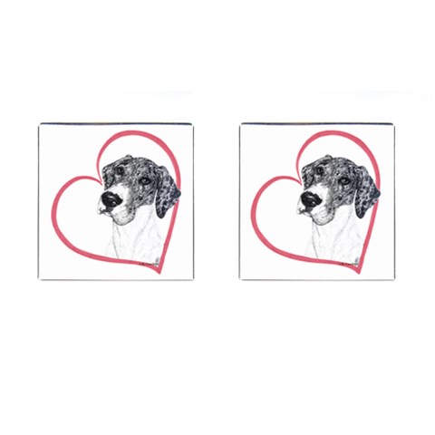 NMtlMrl Dots Heartline Cufflinks (Square) from ArtsNow.com Front(Pair)