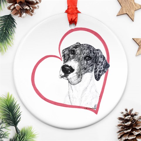 NMtlMrl Dots Heartline Round Ornament (Two Sides) from ArtsNow.com Back