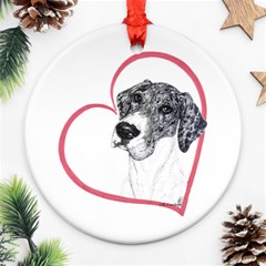 NMtlMrl Dots Heartline Round Ornament (Two Sides) from ArtsNow.com Back