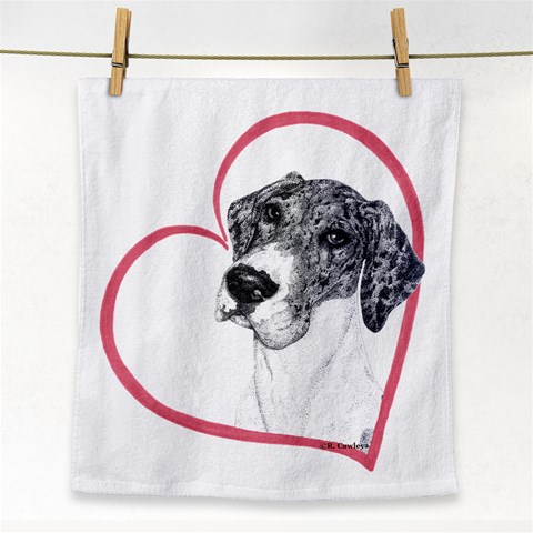 NMtlMrl Dots Heartline Face Towel from ArtsNow.com Front