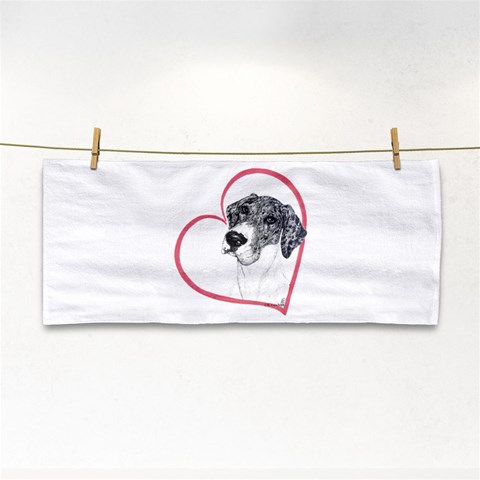 NMtlMrl Dots Heartline Hand Towel from ArtsNow.com Front