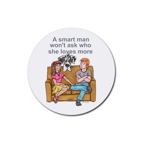 NH Smart Man Rubber Round Coaster (4 pack) from ArtsNow.com Front